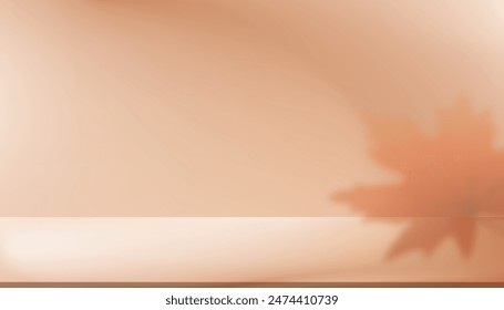 Background Autumn Podium in Orange Platform Interior, Fall Background Pastel Light And Blurred Clean Scene. Thanksgiving Illustration With Yellow Wall Texture, Vector Seasonal Design For Product Display
