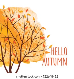 Background with autumn tree. Fall of the leaves. Vector illustration.