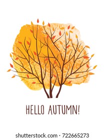 Background with autumn tree. Fall of the leaves. Vector illustration.