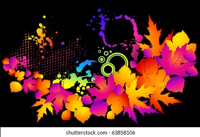 Background with autumnal leaves. Vector.