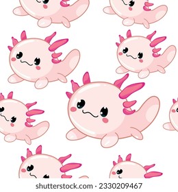 background axolotl seamless texture cute vector character
