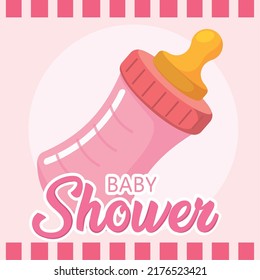 Background baby bottles shower vector illustration