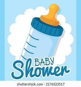 Background baby bottles shower vector illustration