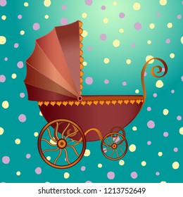 Background with baby carriage isolated 