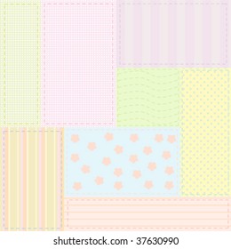 Background Baby Patchwork Pattern For Fabrics Or Wrapping Paper; Vector Illustration