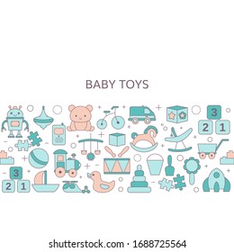 Background with baby toy icons. Vector illustration.