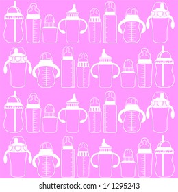 Background of Baby's Bottles, Vector Version