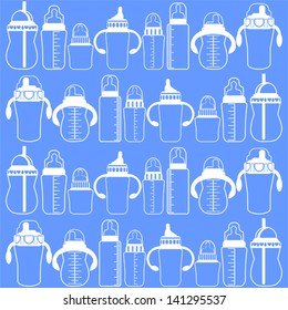 Background of Baby's Bottles, Vector Version