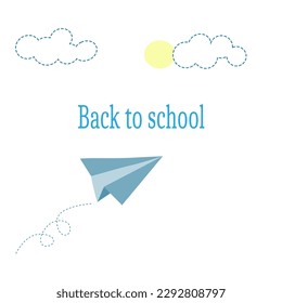 background back to school with airplane and cloud