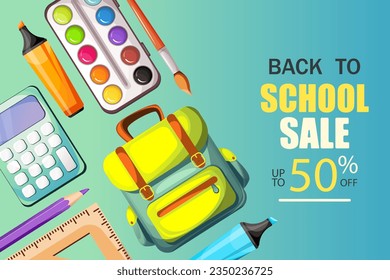  Background of the "Back to School" sale.School sale. Autumn discounts.Web banner.Vector illustration.