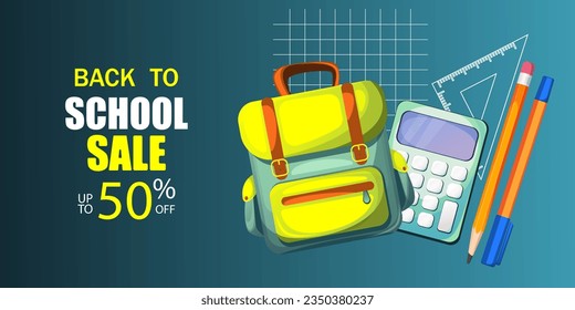 Background of the "Back to School" sale.School sale. Web banner.Vector illustration.