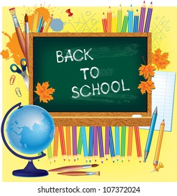Background Back to School with supplies