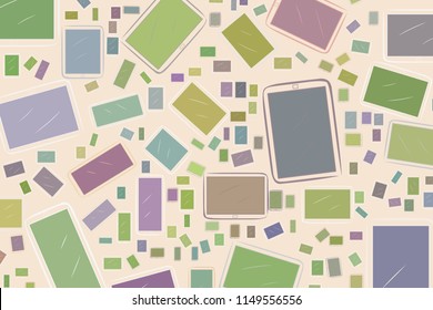 Background or backdrop, handphone or mobilephone hand drawn, for design texture. Vector artwork.