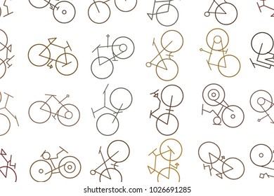 Background or backdrop, outline of bicycle hand drawn, good for design texture. Cartoon style vector.