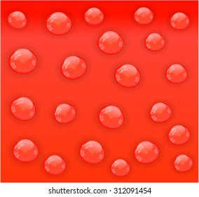 Background, backdrop, poster with many glossy, red, blood cells with shadows