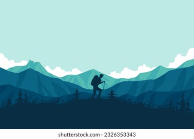 Background of a backpacker in the nature