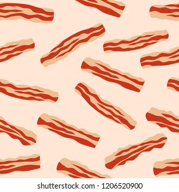 background with bacon. Morning food. Breakfast seamless pattern. Vector illustration