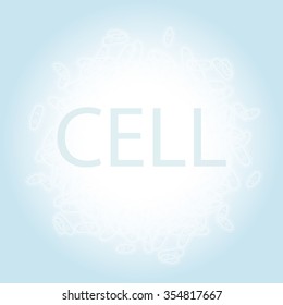 Background of bacteria. Cells . Virus. Children's drawing . Minimalism. Vector.