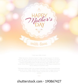 Background with badge and greeting Happy Mother's Day