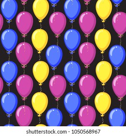 Background with balloons. Balloon on the rope. Pattern. Seamless texture. Set 1
