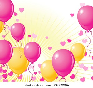 background with balloons and confetti