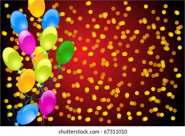 Background with balloons and confetti