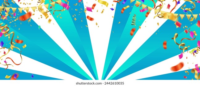Background with balloons and confetti. Vector Illustration. Eps 10