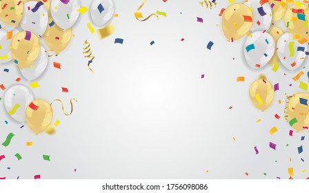 Background with balloons Gold for greeting cards. Vector illustration.