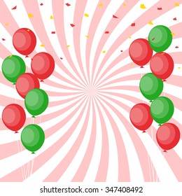 Background with balloons, Party balloons, flat design style