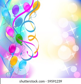 Background with balloons and serpentine