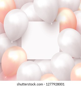 Background balloons. Template Banner with a clean sheet of paper. Realistic celebration design baloon.