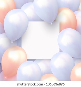 Background balloons. Template Banner with a clean sheet of paper. Realistic celebration design baloon.