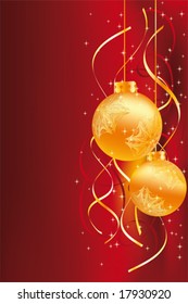 Background with balls and decoration for your design in red and orange colors