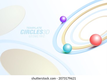 Background balls roll in a gold rinds 3d perspective geometric shape vector