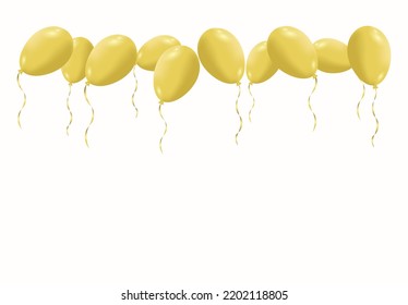 Fondo con globos y cintas de oro. 