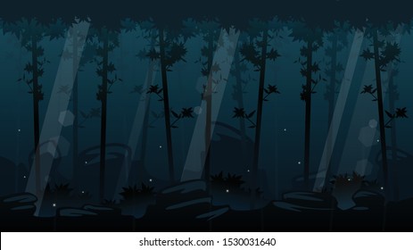 Background with bamboo forest at night theme