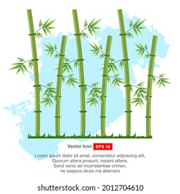 Antecedentes con tallos de bambú. Tallos de bambú con tema plano de hojas verdes de estilo realista aislados en blanco. Ilustración vectorial de una planta tropical. Grupo de bambú.
