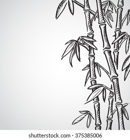 Background with bamboo stems. Ink sketch style