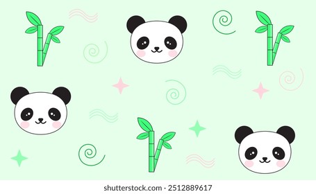 background of bamboo trees and cute pandas