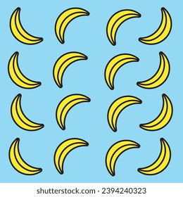 Background with bananas pattern colorful summer banana pattern on blue background