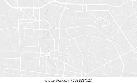 Background Bandung map, Indonesia, white and light grey city poster. Vector map with roads and water. Widescreen proportion, digital flat design roadmap.