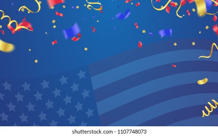 Background banner for 4th july, Independence Day. USA celebration  the United States. Happy Birthday America. and flag patriotic illustration
