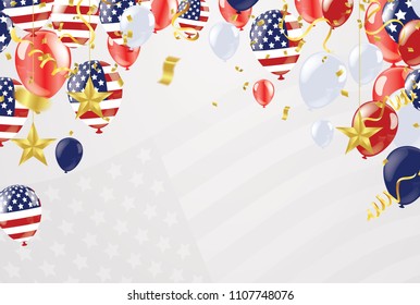 Background banner for 4th july, Independence Day. USA celebration  the United States. Happy Birthday America. and flag patriotic illustration