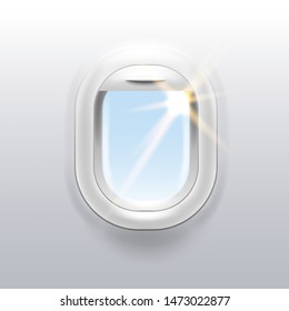 Background, banner with airplane window. 