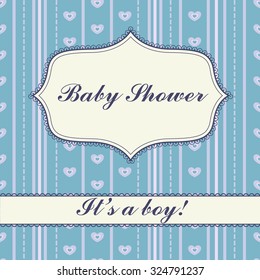 Background with banner baby shower boy vintage