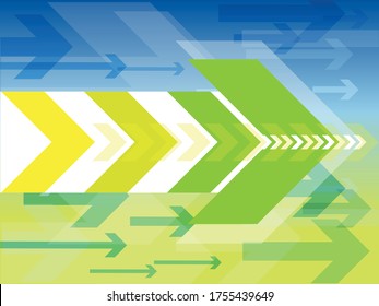 Banner de fondo con flechas azules y verdes . 