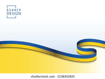 Background Banner blue and yellow with ribbon for social media or invitation or card or banner 2