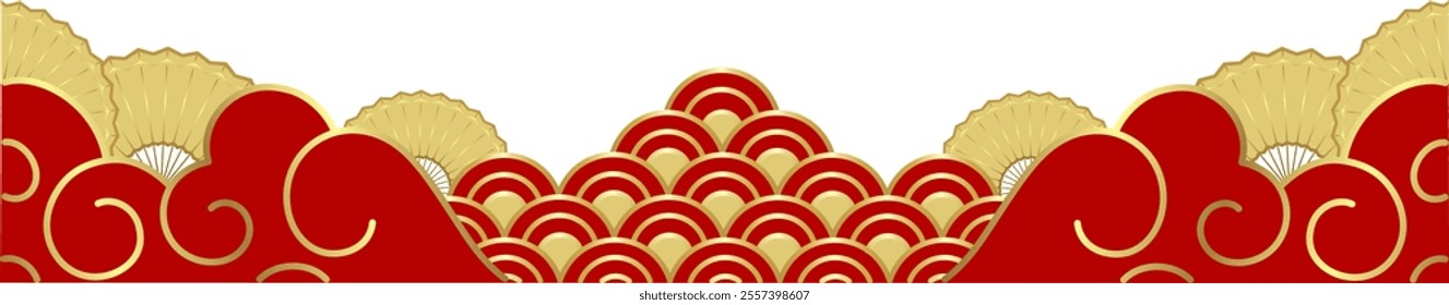 background banner chinese new year vector pattern scales and cloud