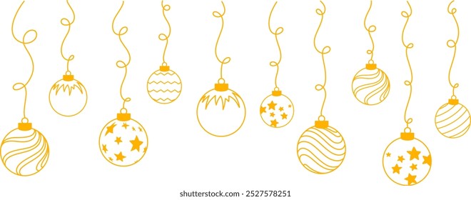 background banner christmas vector. christmas bauble line art decoration set