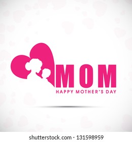 Background, banner or flyer with text Mom for Happy Mothers Day celebration.